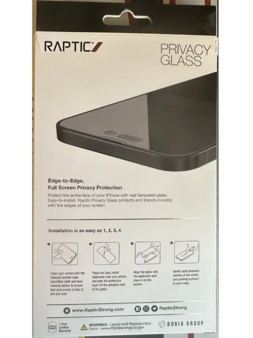 Raptic Privacy Glass Screen Protector for iPhone 14 Pro Max/iPhone 15 Plus NEW